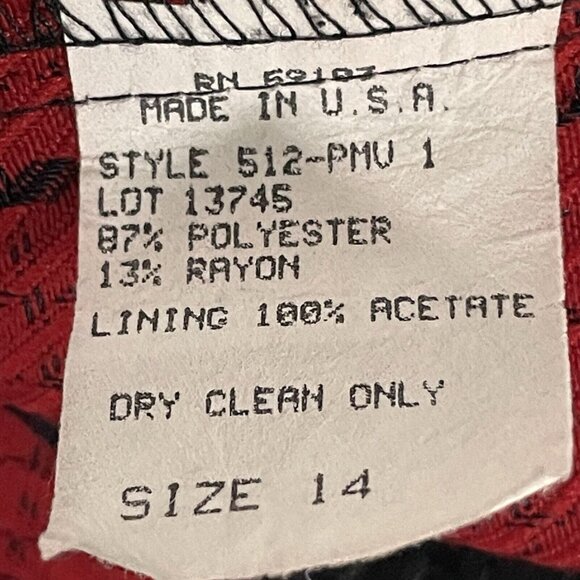 VTG Samantha USA Red Check One Button Lightweight Blazer Pockets Size 14 - Picture 4 of 10